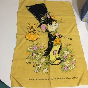 Cute vintage tea towel hobo mouse by Chris Bash